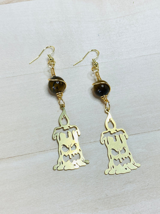 Tigers Eye Angry Candle Stick Earrings